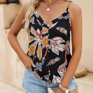 New V neck floral print cami top